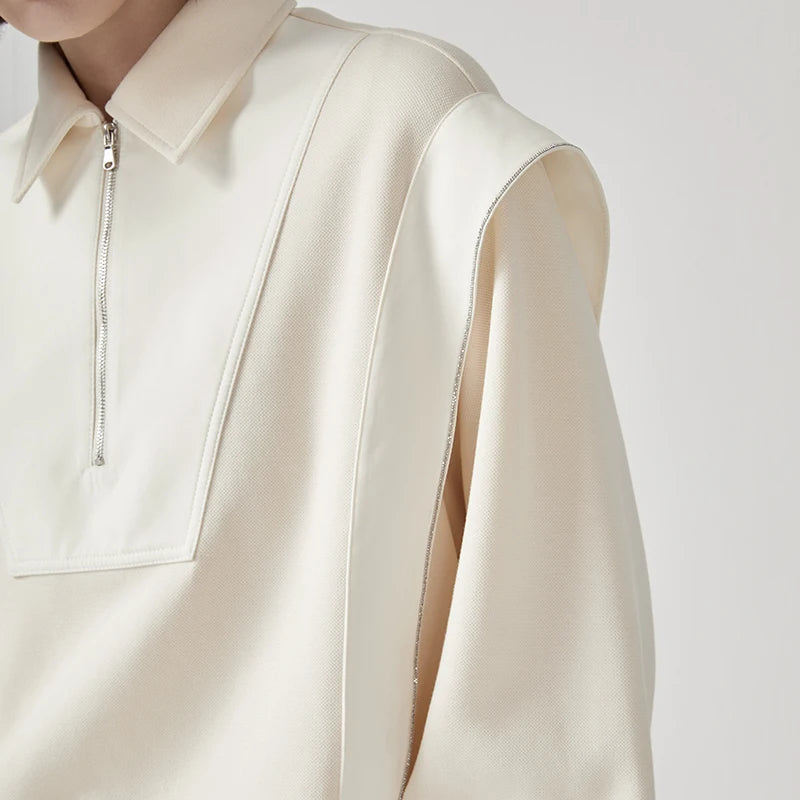 K712W  61% combed cotton Autumn and winter new luxury women's long-sleeved sweatshirt color-blocked pullover top Clothing