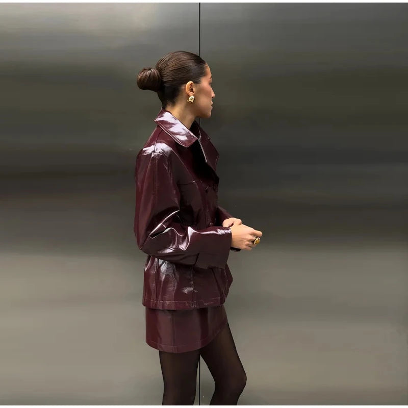 Street  Pu Leather Women's set