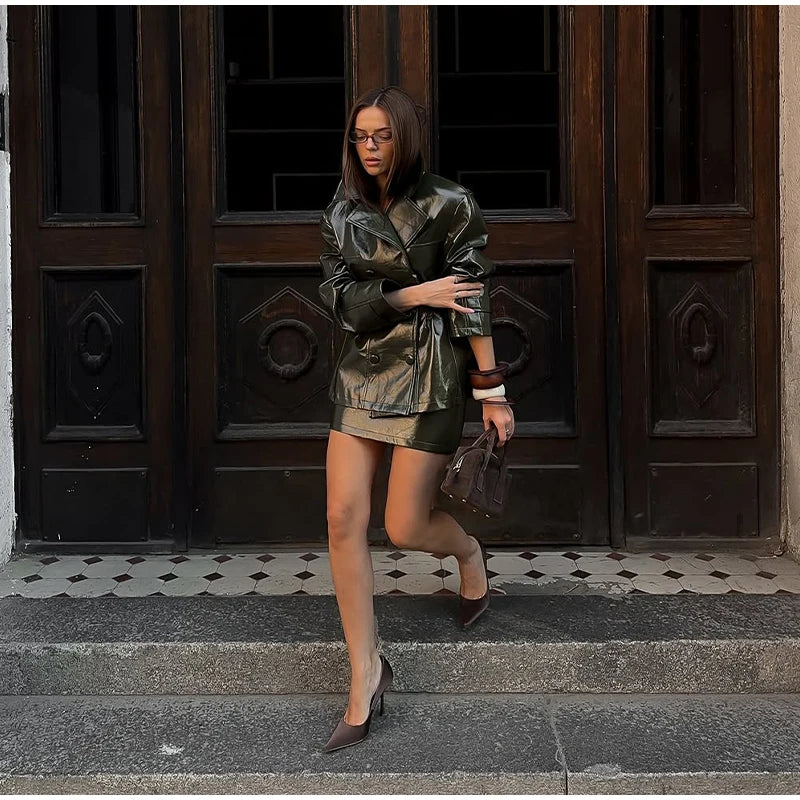 Street  Pu Leather Women's set