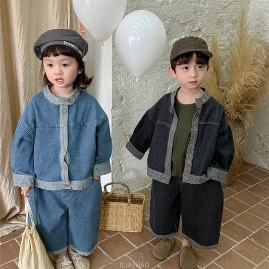 Baby Girl Boy Long Sleeve Coat Jeans Suit