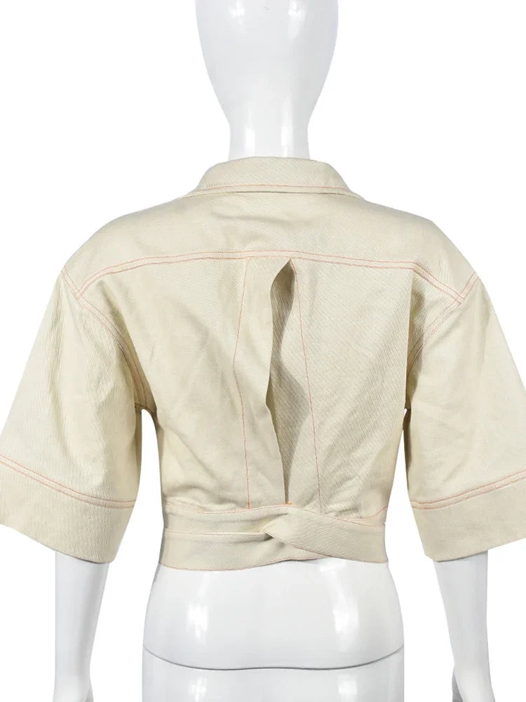 Cleavage Half Sleeve Crop top