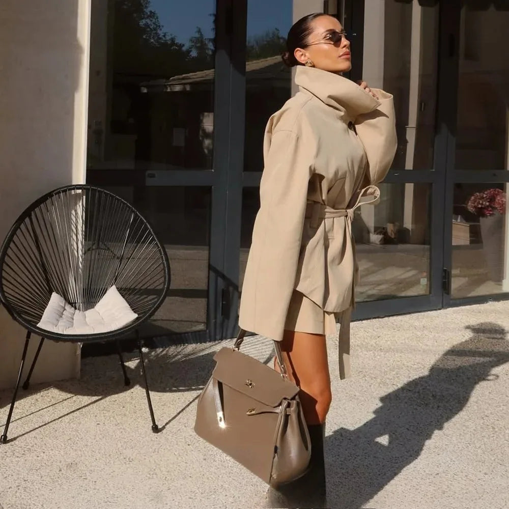 Sleeve Sashes Button Trench