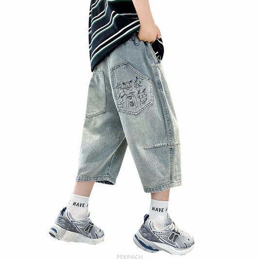 Boys Cartoon Print Capris Pants