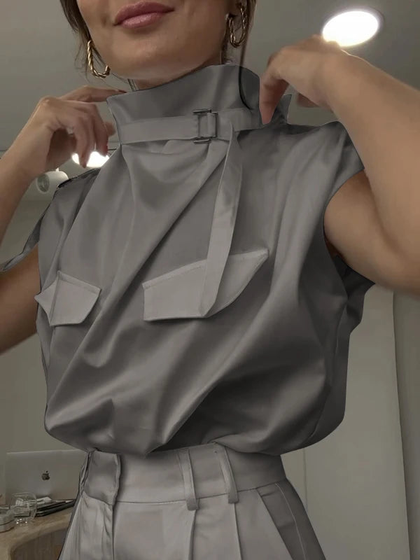 Sleeveless Blouse Shirts Summer