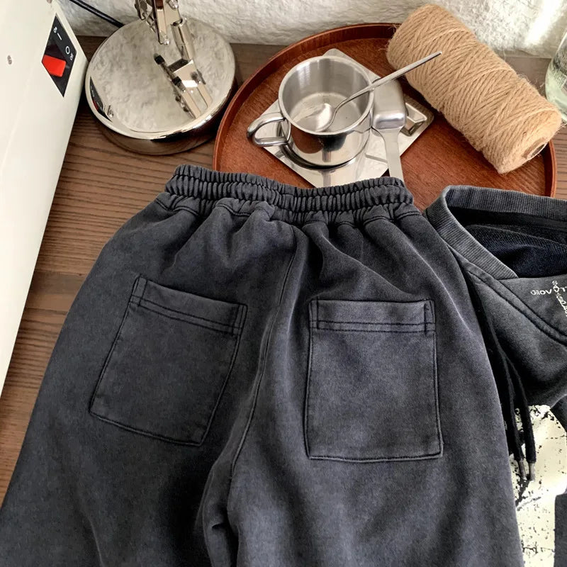 Heavyweight  Washed Sporty Versatile pants