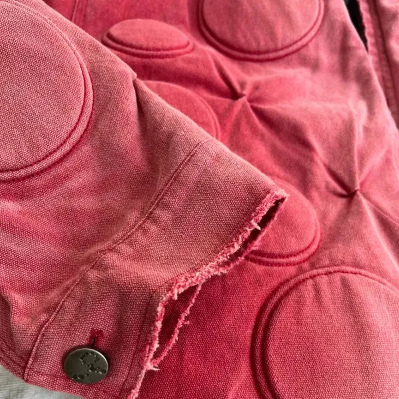 Washed Canva Loose Embroidered Jacket