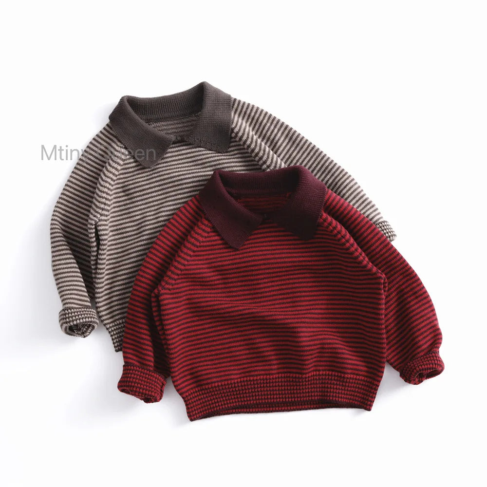 Boys Loose Striped Casual Vintage longsleeve