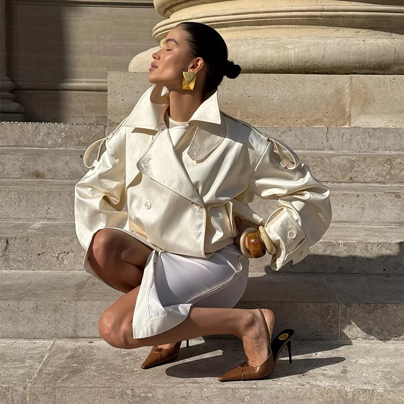 Women Elegant Short loose trench