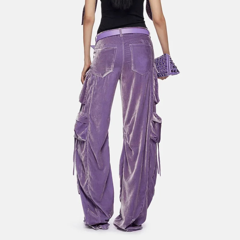 Overalls Multi-pocket Cargo Velvet Pants