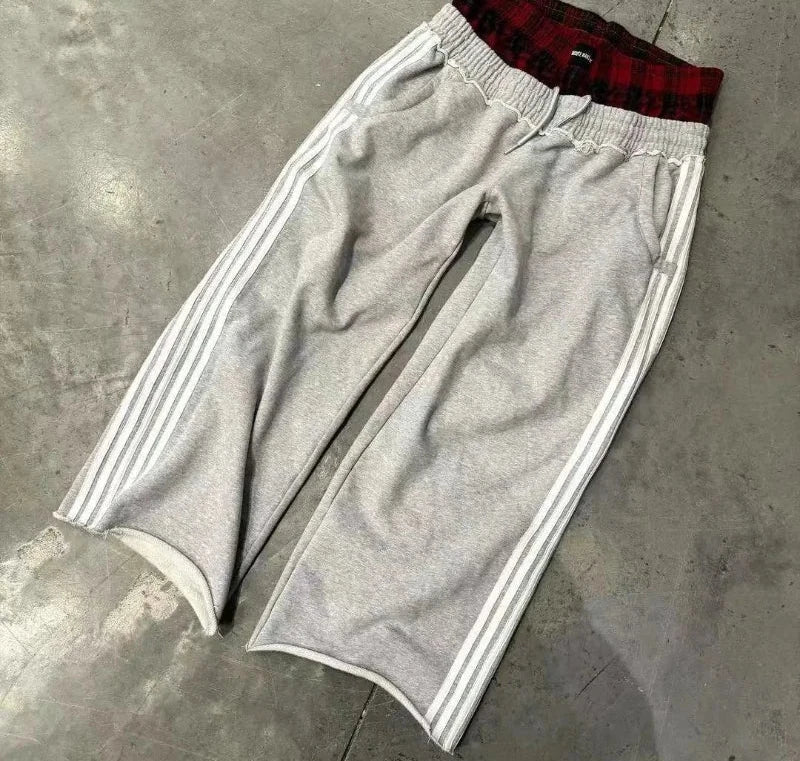 Retro Striped Women's Sports Pants Harajuku Splicing