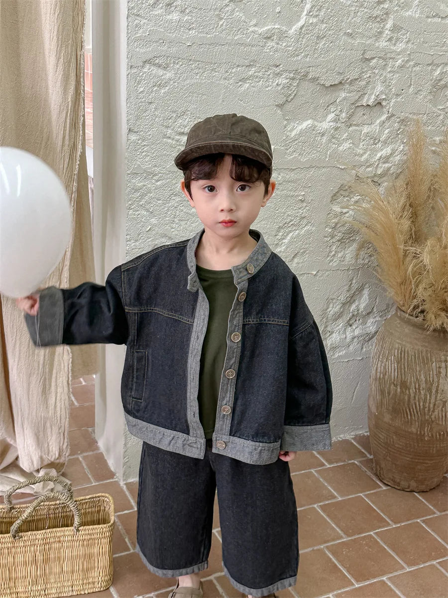 Baby Girl Boy Long Sleeve Coat Jeans Suit