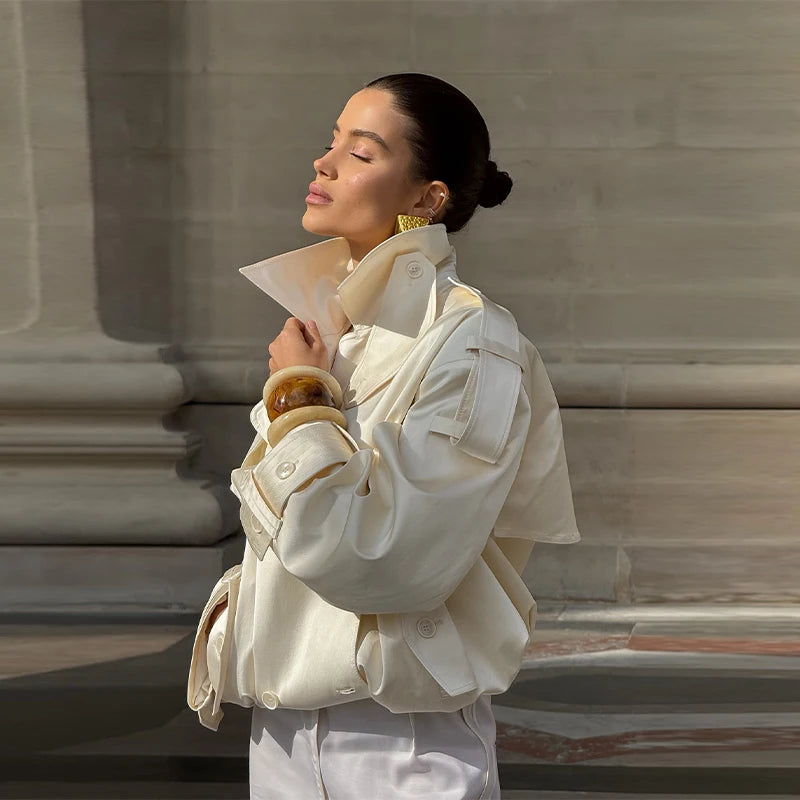 Women Elegant Short loose trench