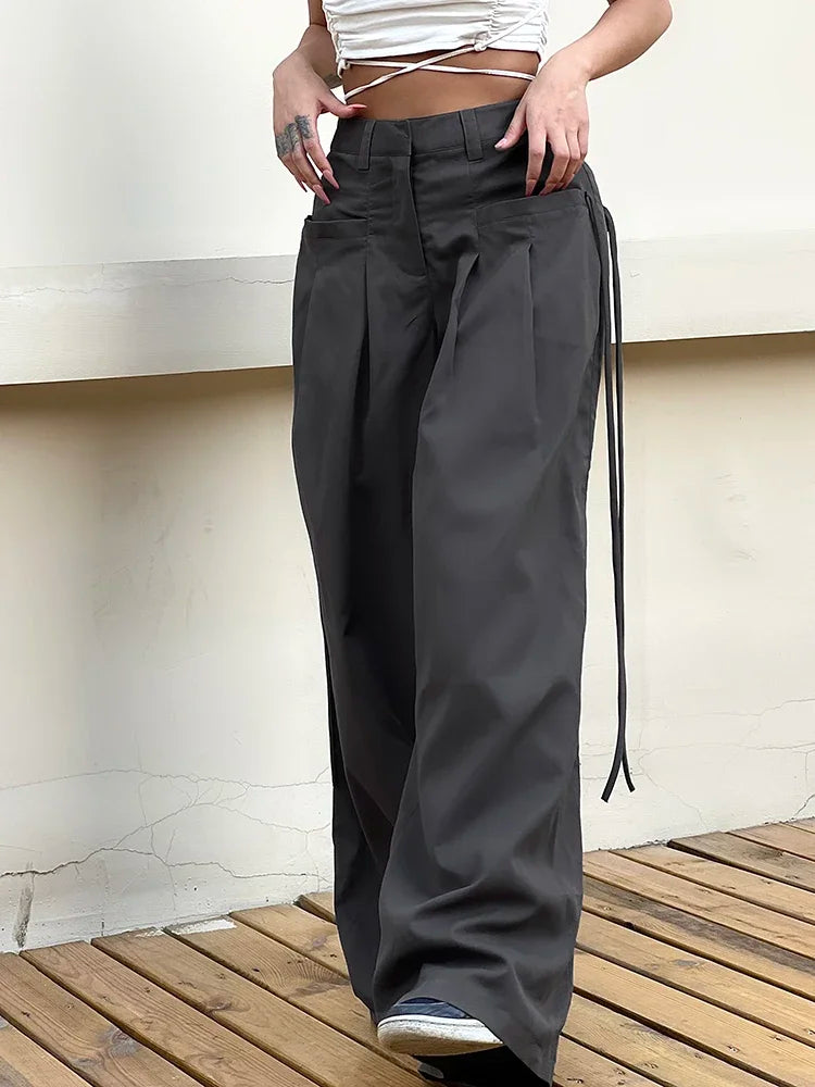 Shirring Casual Wide Leg Pants