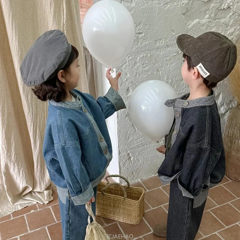 Baby Girl Boy Long Sleeve Coat Jeans Suit