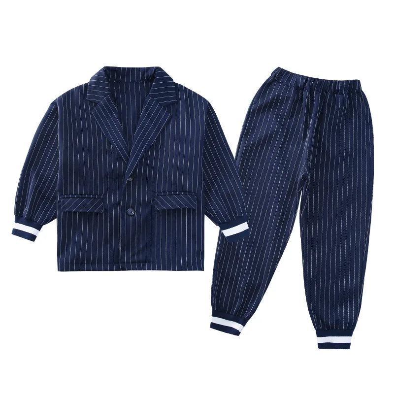 Stripe Suit Long Sleeve Loose Blazer Trousers