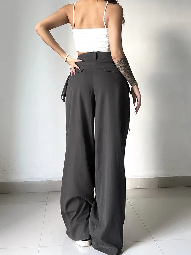 Shirring Casual Wide Leg Pants