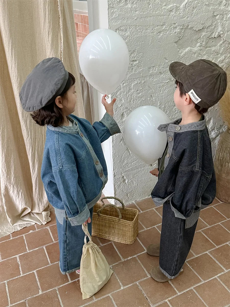 Baby Girl Boy Long Sleeve Coat Jeans Suit