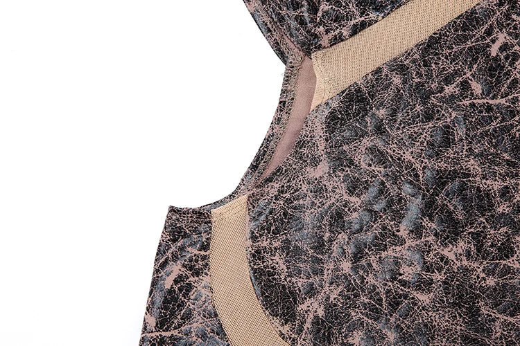 Nibber Fashion Print Mesh Patchwork