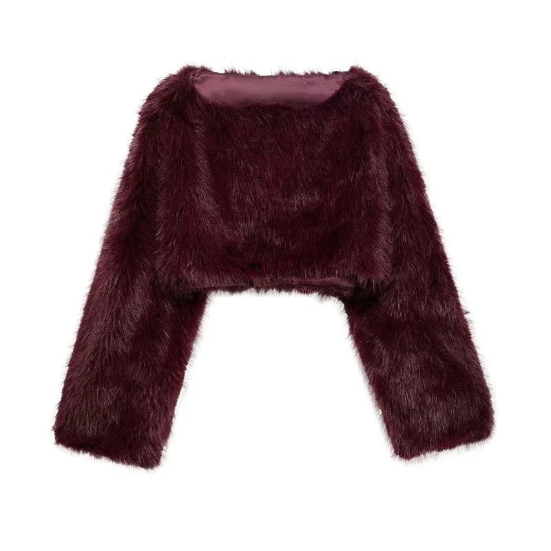 Women's Faux Fur Cropped Pullover