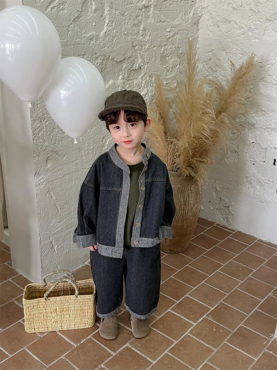 Baby Girl Boy Long Sleeve Coat Jeans Suit