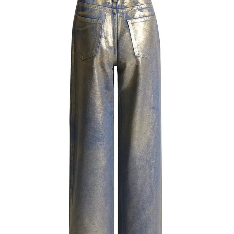 Bronzing Design Straight Jeans