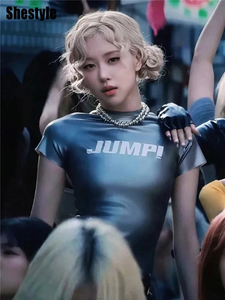 PU Leather Short Sleeve T-Shirts