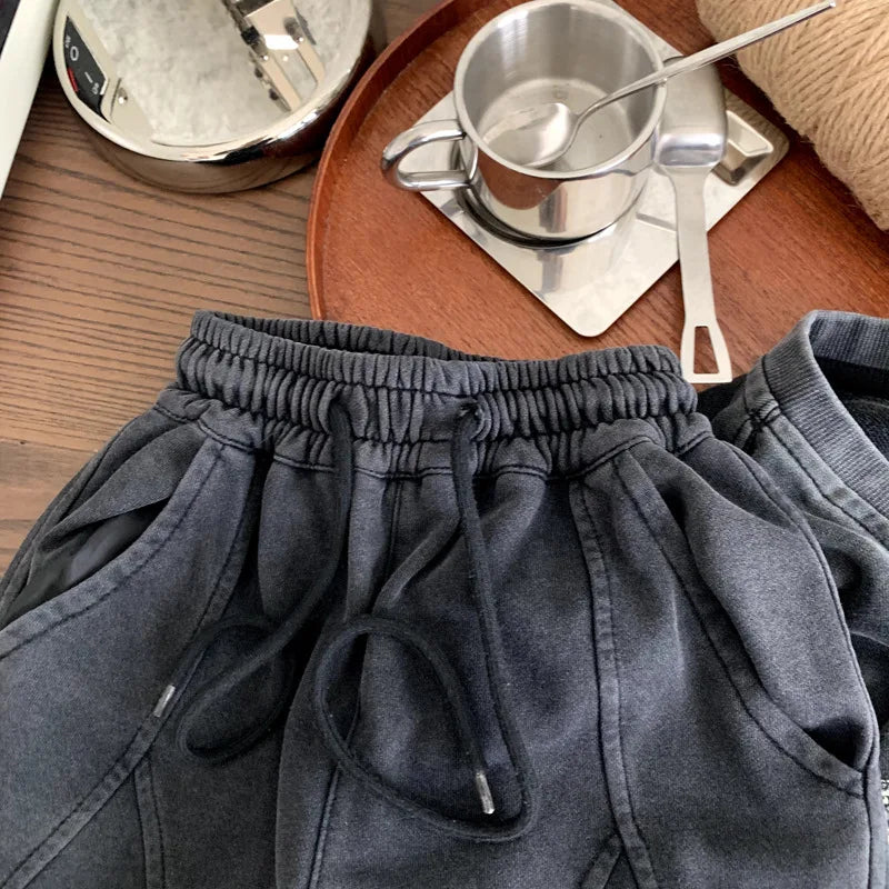 Heavyweight  Washed Sporty Versatile pants