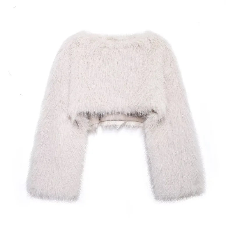Women's Faux Fur Cropped Pullover