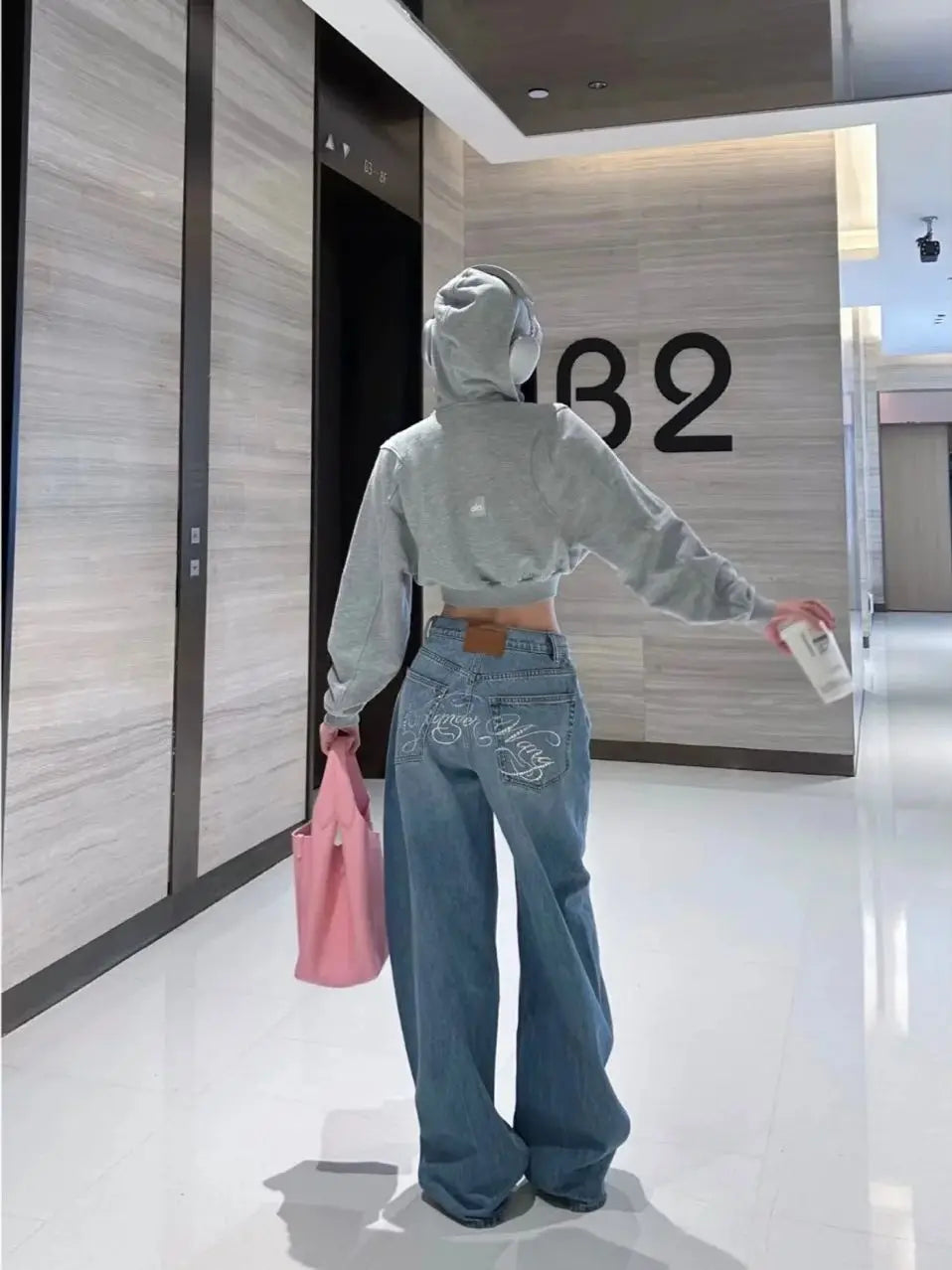 Jeans Straight Streetwear embroidery