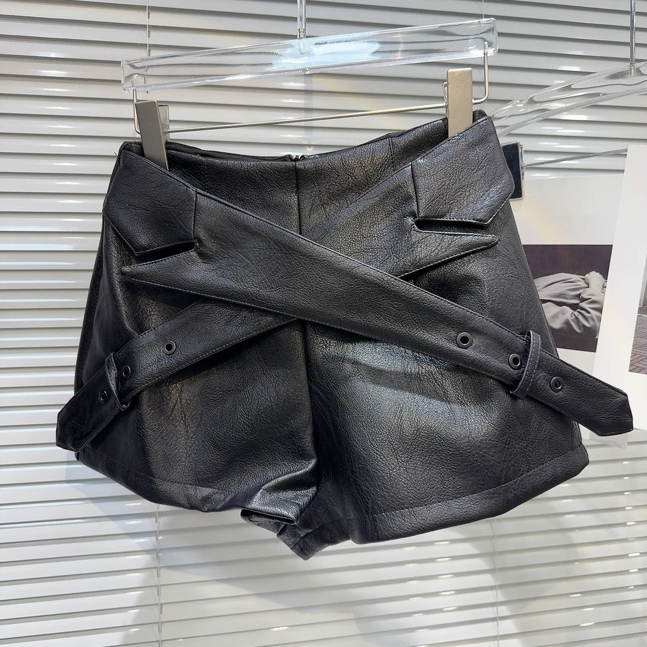 Turtleneck Pu Short Jacket Criss-