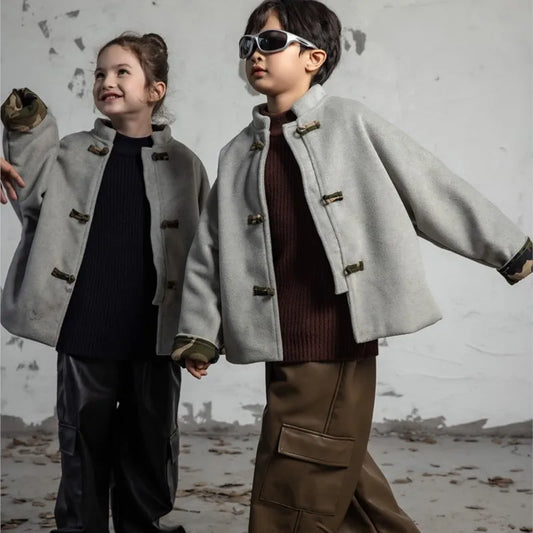 Children PU Leather Loose Cargo Pants