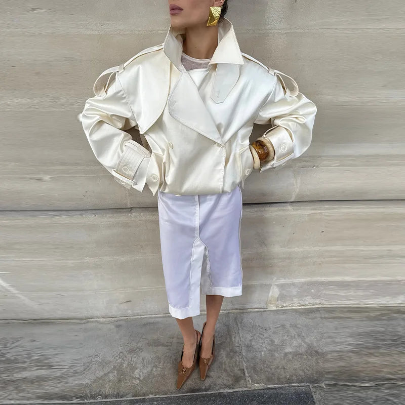 Women Elegant Short loose trench