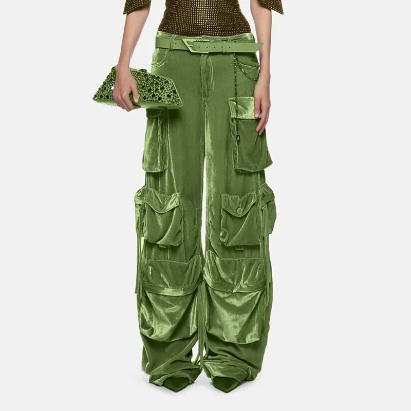 Overalls Multi-pocket Cargo Velvet Pants
