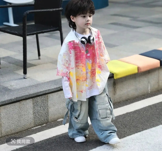 Trendy 3Pcs Set Pink Short Sleeved Shirt