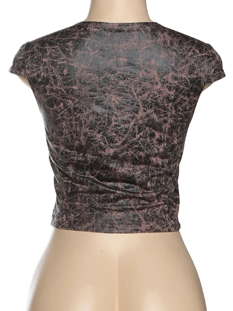 Nibber Fashion Print Mesh Patchwork