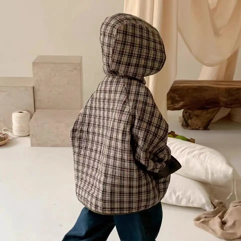 Casual Daily Plaid Hooded Coat