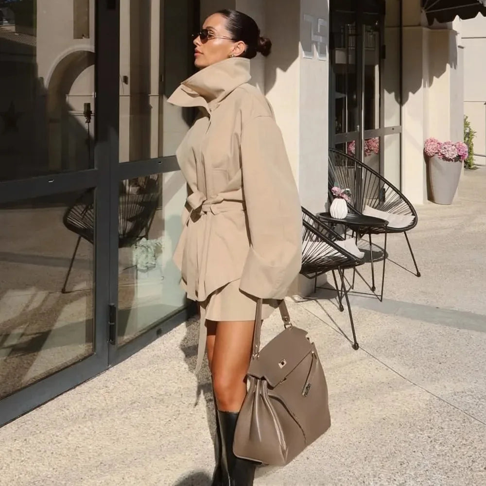 Sleeve Sashes Button Trench