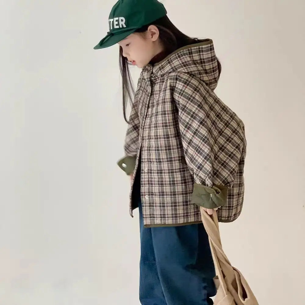 Casual Daily Plaid Hooded Coat