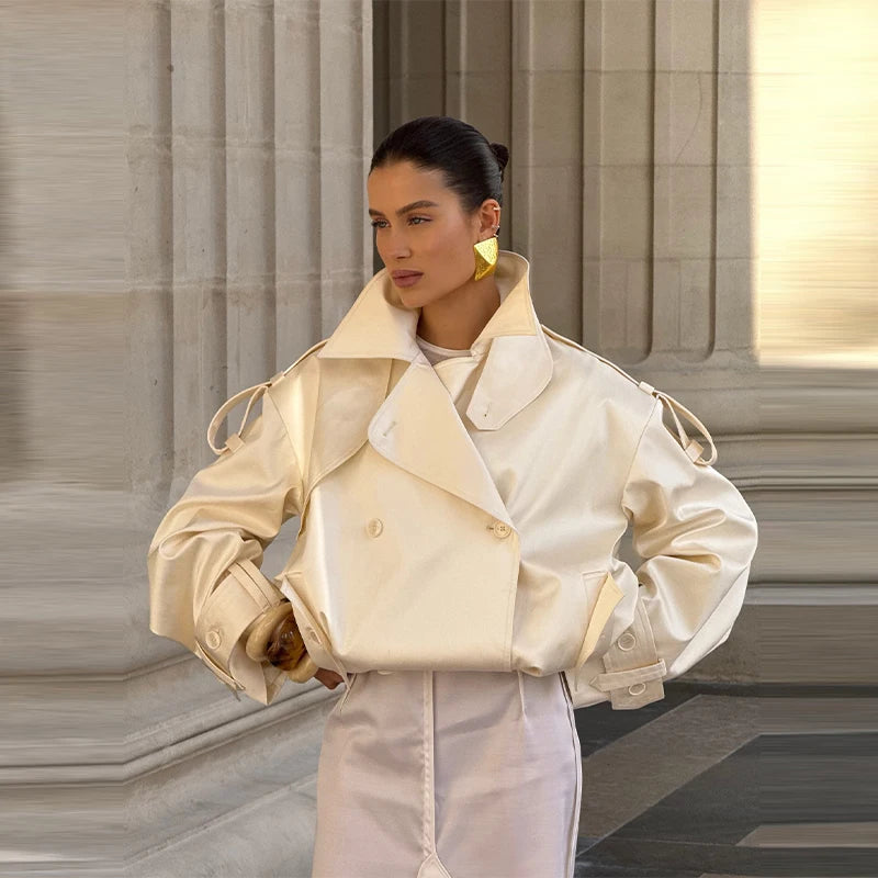 Women Elegant Short loose trench