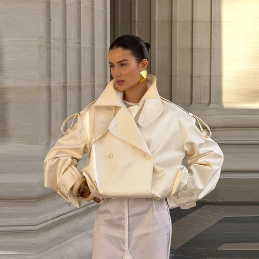 Women Elegant Short loose trench