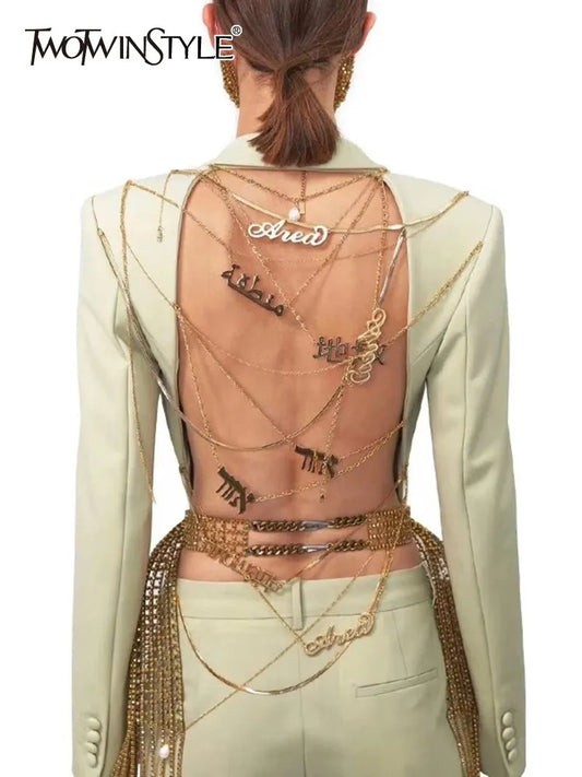 Backless Spliced Button Blazers