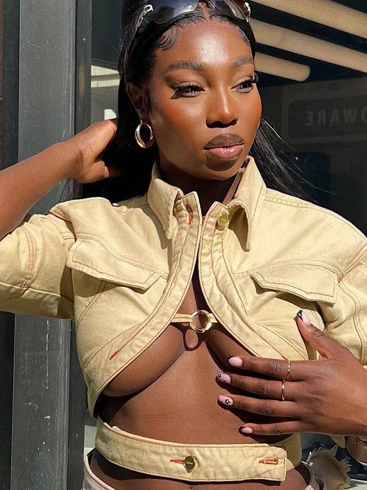 Cleavage Half Sleeve Crop top