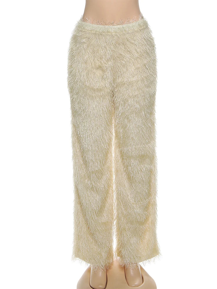 Casual Straight fluffy Pants
