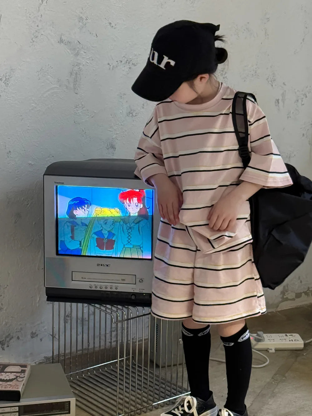 Summer Wide Striped Suit Short-sleeve