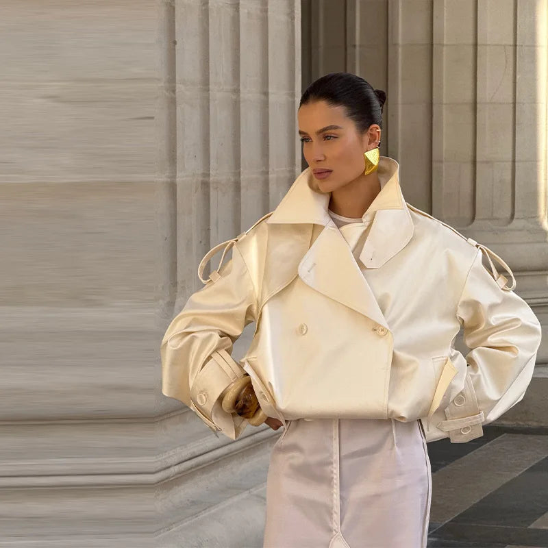 Women Elegant Short loose trench