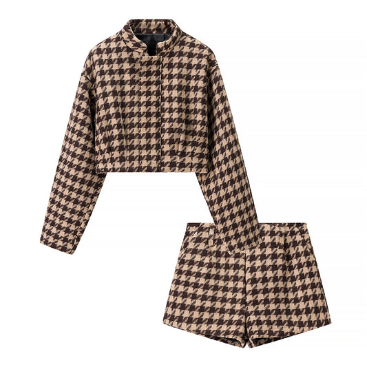 Plaid Long-Sleeve Jacket set