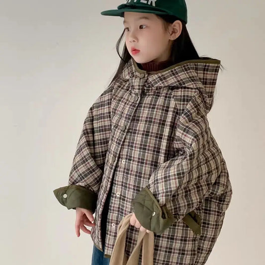 Casual Daily Plaid Hooded Coat