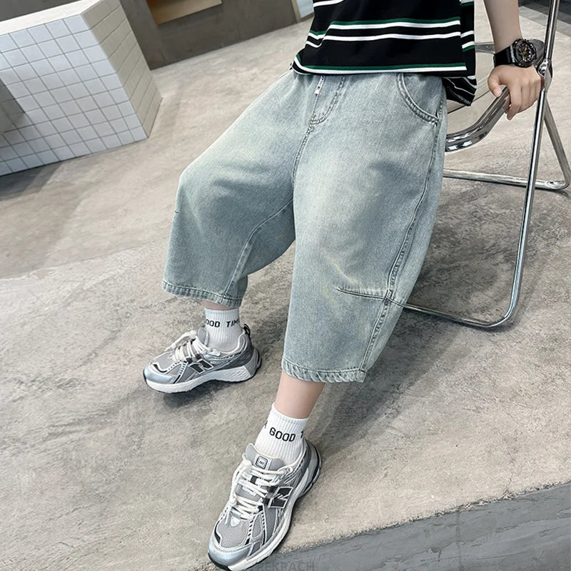 Boys Cartoon Print Capris Pants