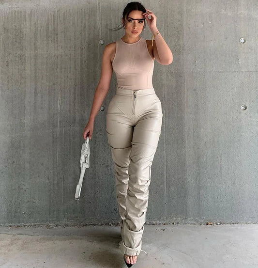 Side Slit Drawstring Pencil Pants