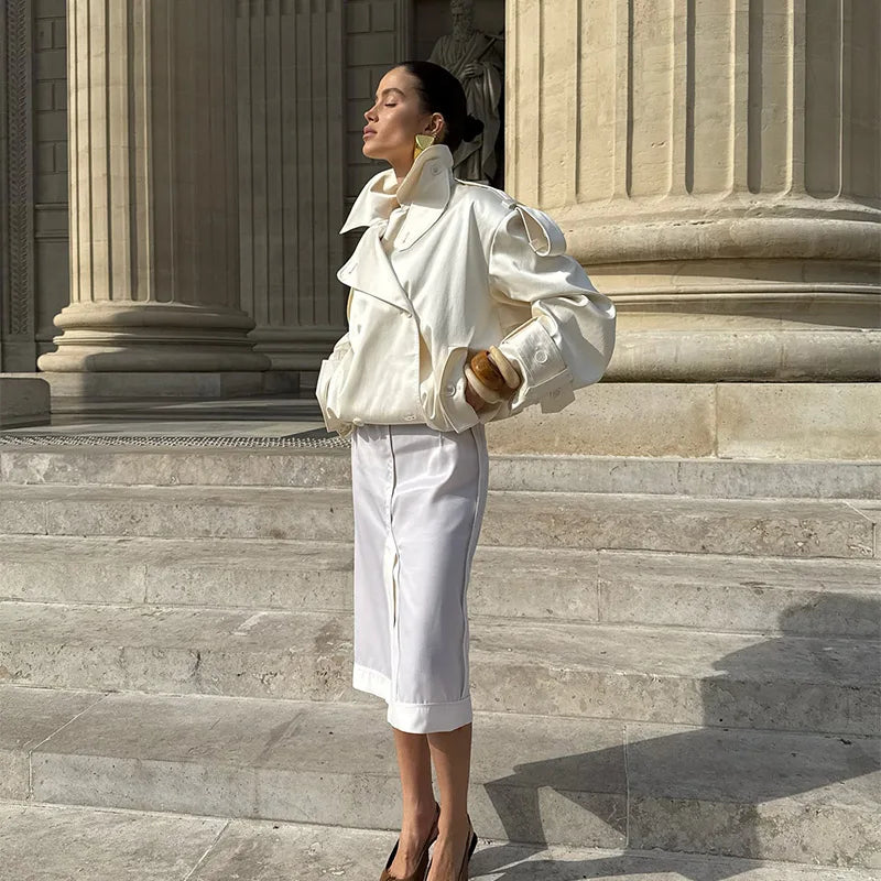 Women Elegant Short loose trench